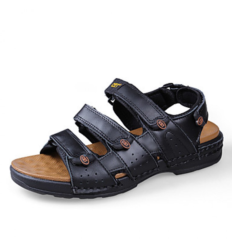 Men's Shoes Outdoor / Office & Career / Athletic / Dress / Casual Nappa Leather Sandals Black / Brown  