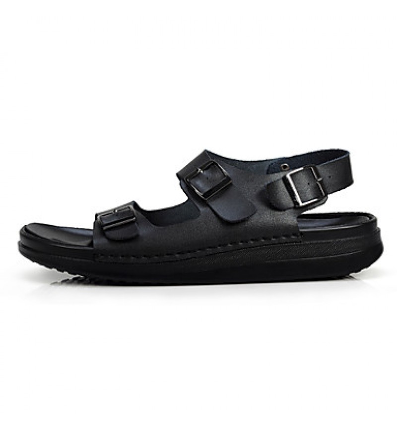 Men's Shoes Outdoor / Casual Leather Sandals / Slip-on Black / Brown / White  