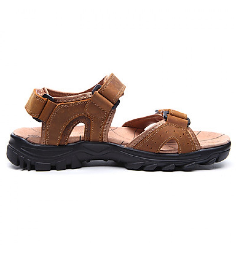 Men's Shoes Outdoor / Office & Career /Work & Duty / Athletic / Dress / Casual Nappa Leather Sandals Black/Brown  