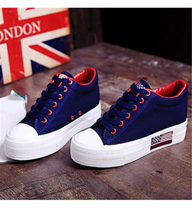 Women's Shoes Canvas Platform Comfort Fashion Sneakers Outdoor / Casual Black / Blue / Red / White