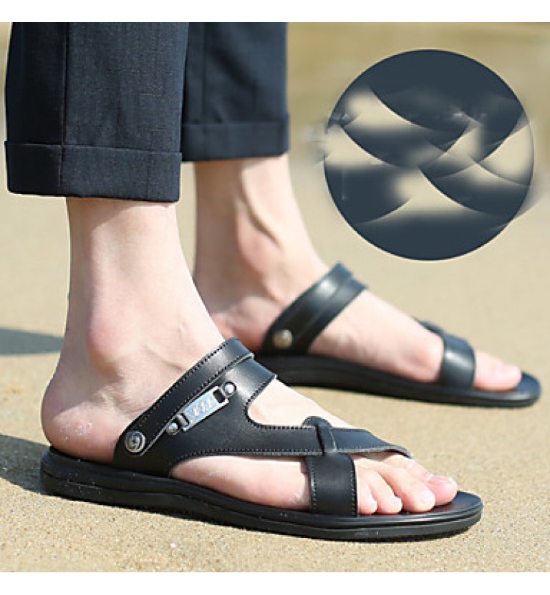 Men's Shoes Outdoor / Office & Career / Work & Duty / Athletic / Dress / Casual Nappa Leather Sandals Black / White  