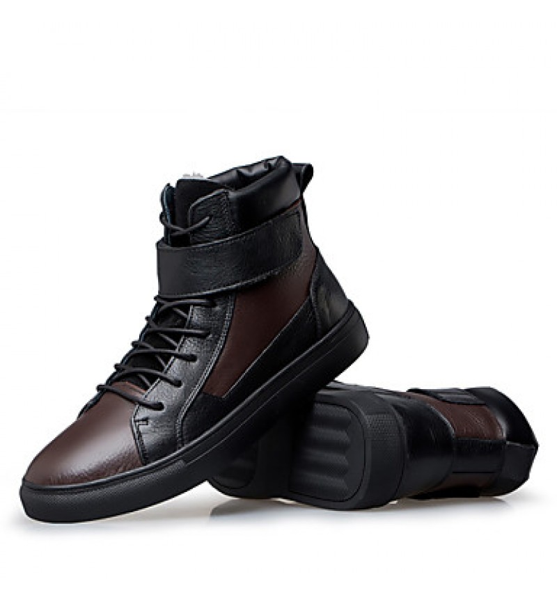 Shoes Casual Leather Boots Black / Brown  