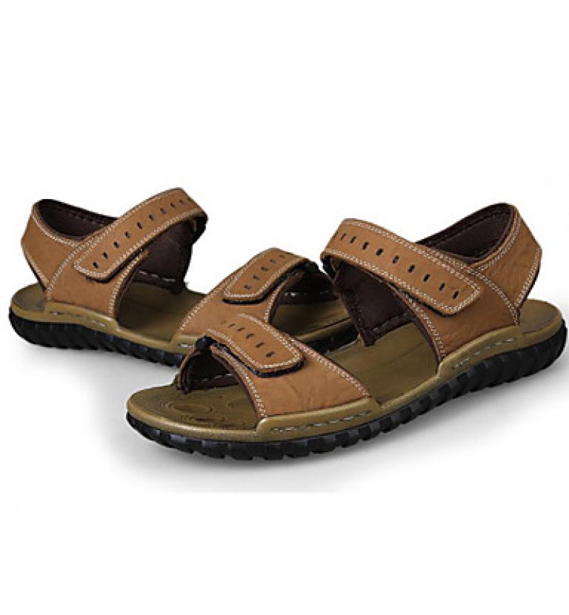 Men's Shoes Outdoor / Office & Career / Athletic / Casual Nappa Leather Big size Sandals Khaki  