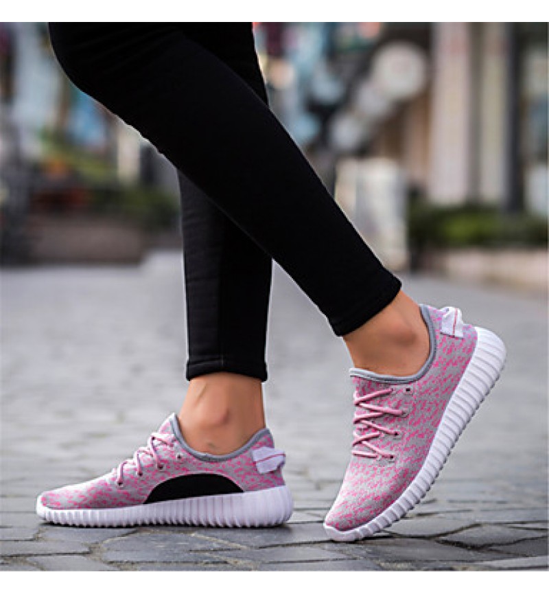 Running Women's SneakersComfort Tulle Outdoor / Athletic / Casual Flat Heel Slip-on Pink / White / Gray Fashion Sneaker