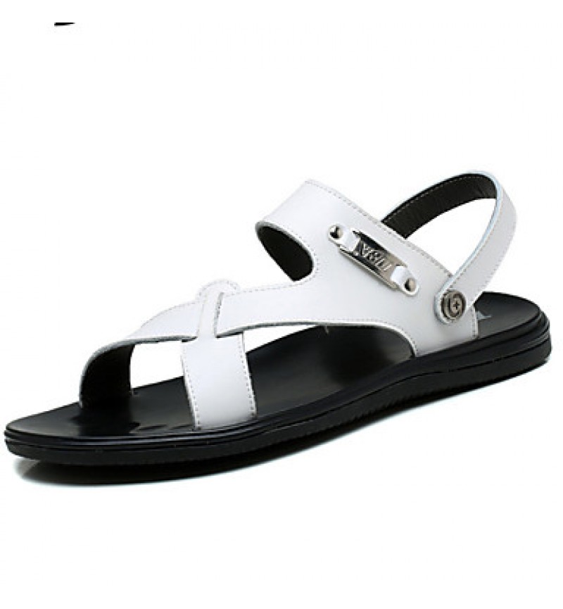 Men's Shoes Outdoor / Office & Career / Work & Duty / Athletic / Dress / Casual Nappa Leather Sandals Black / White  