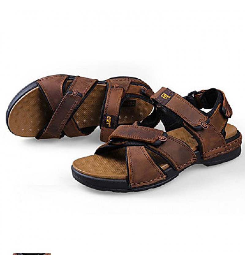 Men's Shoes Outdoor / Office & Career / Athletic / Dress / Casual Nappa Leather Sandals Black / Brown  