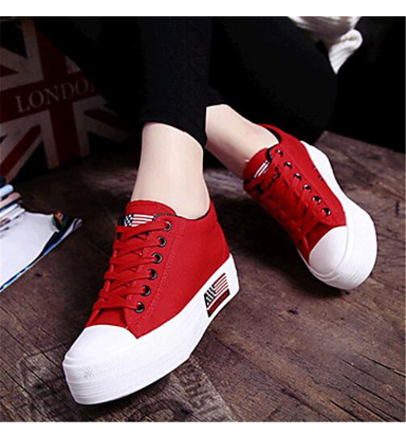 Women's Shoes Canvas Platform Comfort Fashion Sneakers Outdoor / Casual Black / Blue / Red / White