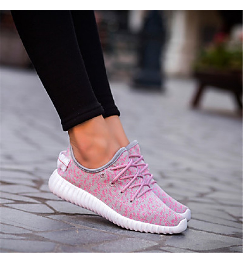 Running Women's SneakersComfort Tulle Outdoor / Athletic / Casual Flat Heel Slip-on Pink / White / Gray Fashion Sneaker