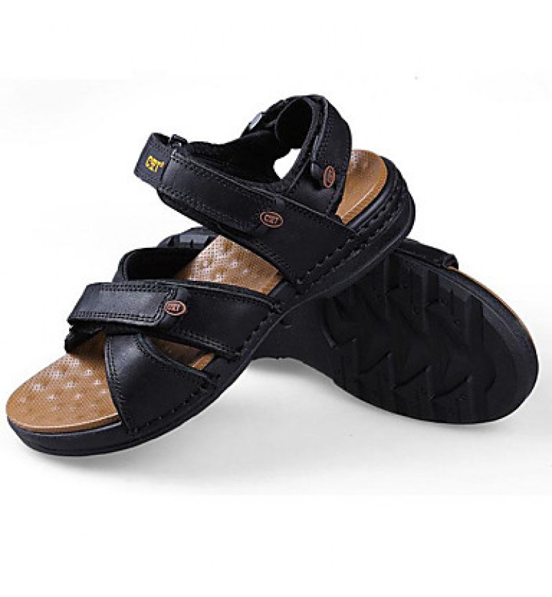 Men's Shoes Outdoor / Office & Career / Athletic / Dress / Casual Nappa Leather Sandals Black / Brown  