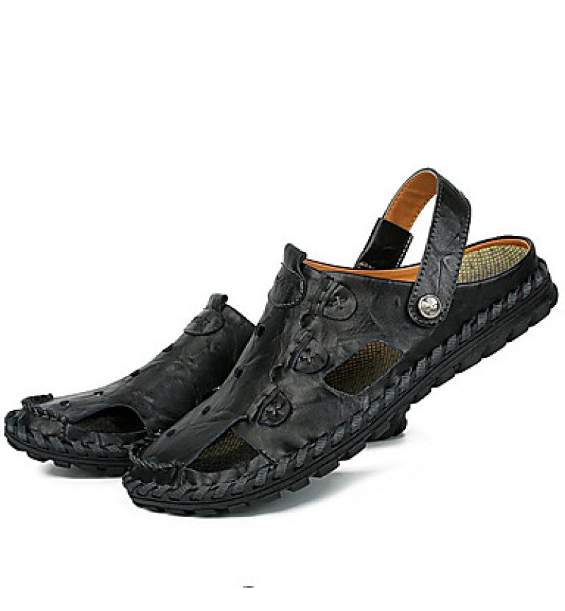 Men's Shoes Outdoor / Office & Career / Athletic / Dress / Casual Nappa Leather Sandals Black / Brown  