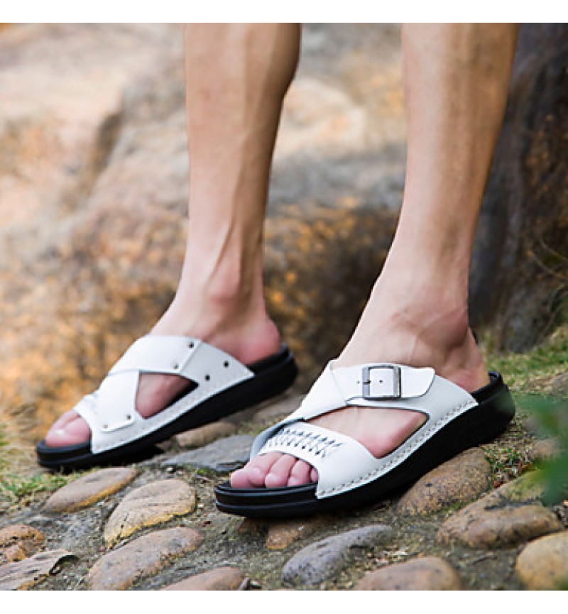 Men's Shoes Outdoor / Office & Career / Athletic / Dress / Casual Nappa Leather Slippers Black / White  