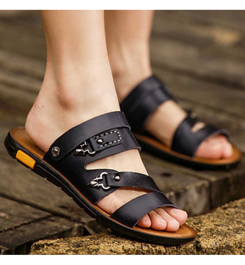 Men's Shoes Outdoor / Athletic / Casual Nappa Leather Sandals Black / Brown  