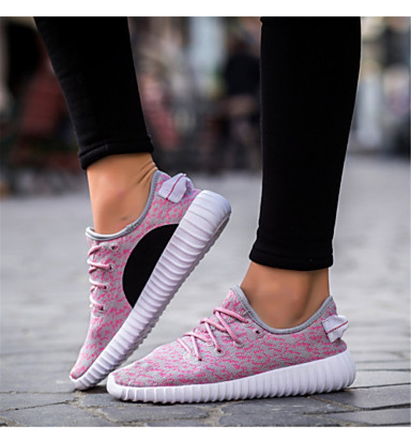 Running Women's SneakersComfort Tulle Outdoor / Athletic / Casual Flat Heel Slip-on Pink / White / Gray Fashion Sneaker