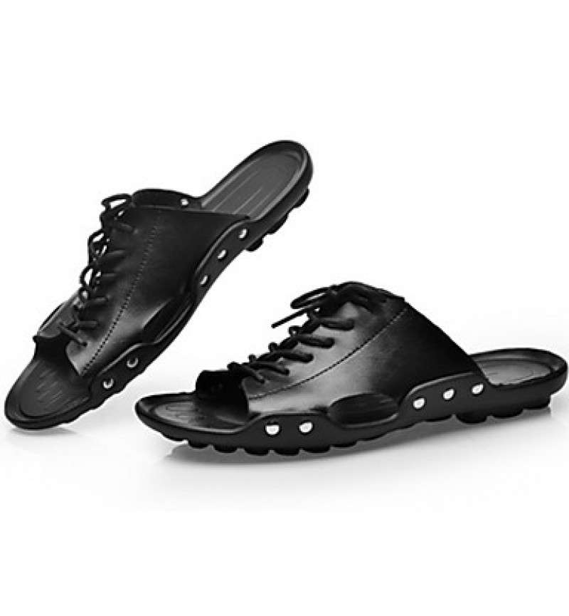 Men's Shoes Outdoor / Athletic / Casual Leather Sandals Black  