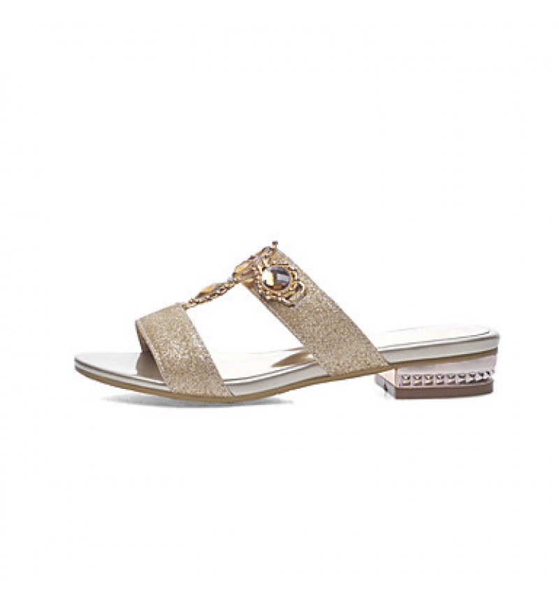 Women's Shoes Low Heel Round Toe Sandals Dress / Casual Silver / Gold