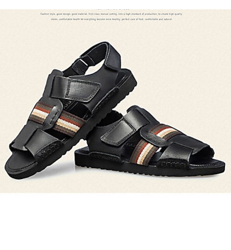 Men's Shoes Outdoor / Office & Career / Athletic / Dress /Casual Nappa Leather Sandals Big Size Black / Brown  