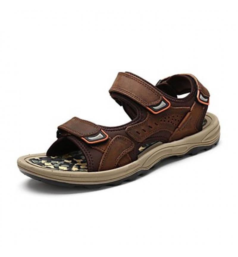 Men's Shoes Outdoor / Office & Career / Athletic / Dress / Casual Nappa Leather Sandals Black / Brown / Taupe  