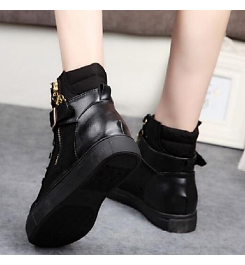 Women's Spring / Fall Canvas Casual Flat Heel Buckle / Zipper / Lace-up Black / Blue / White