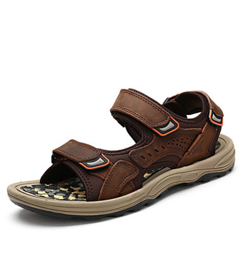 Men's Shoes Outdoor / Work & Duty / Casual Leather Sandals Black / Brown / Yellow  