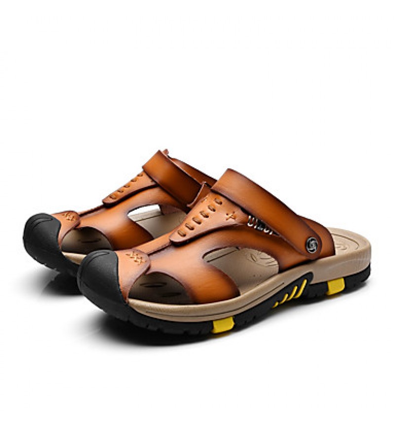 Men's Shoes Outdoor / Office & Career / Athletic / Dress / Casual Nappa Leather Sandals Brown  