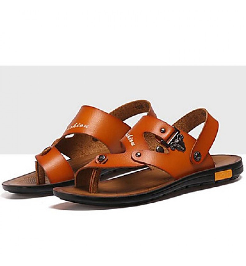 Men's Shoes Outdoor / Athletic / Casual Nappa Leather Sandals Black / Brown  