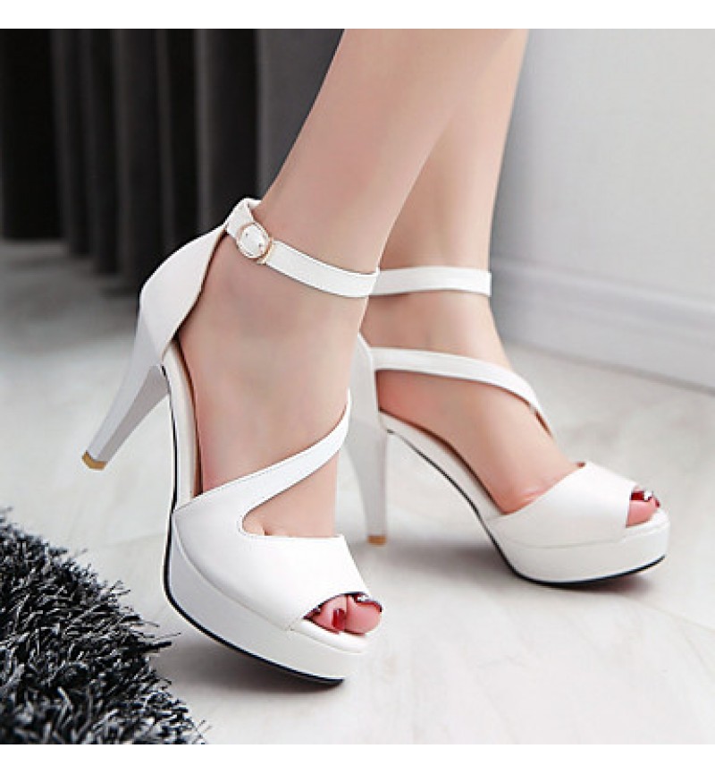 Women's Shoes Cone Heel Peep Toe / Platform Sandals Wedding / Dress Black / Blue / Pink / White / Beige