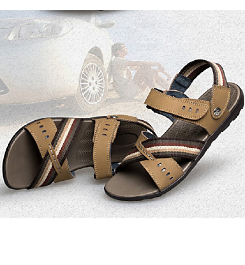 Men's Shoes Outdoor / Office & Career / Athletic / Casual Nappa Leather Sandals Big Size Black / Brown  