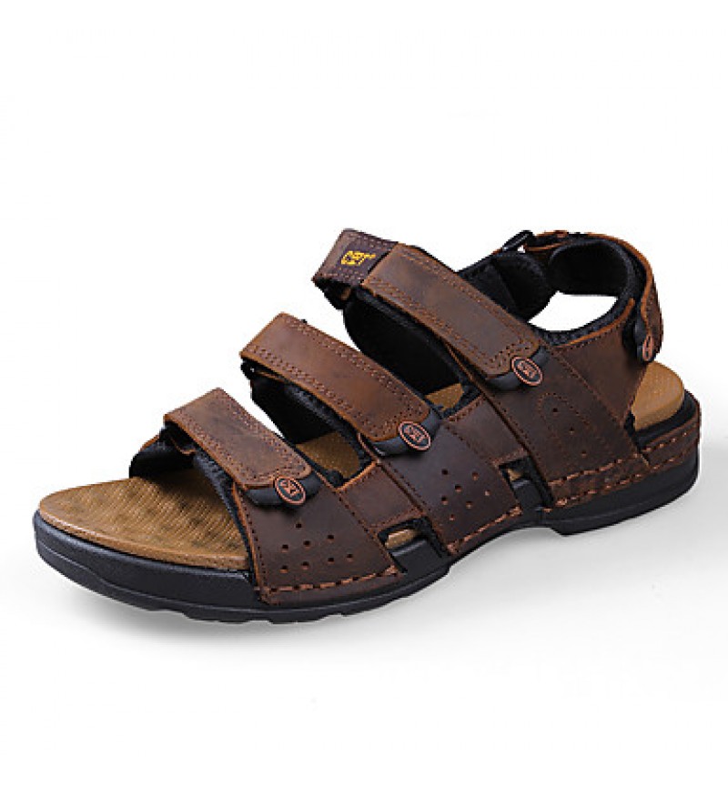 Men's Shoes Outdoor / Office & Career / Athletic / Dress / Casual Nappa Leather Sandals Black / Brown  