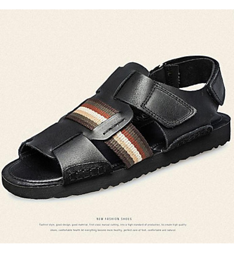 Men's Shoes Outdoor / Office & Career / Athletic / Dress /Casual Nappa Leather Sandals Big Size Black / Brown  