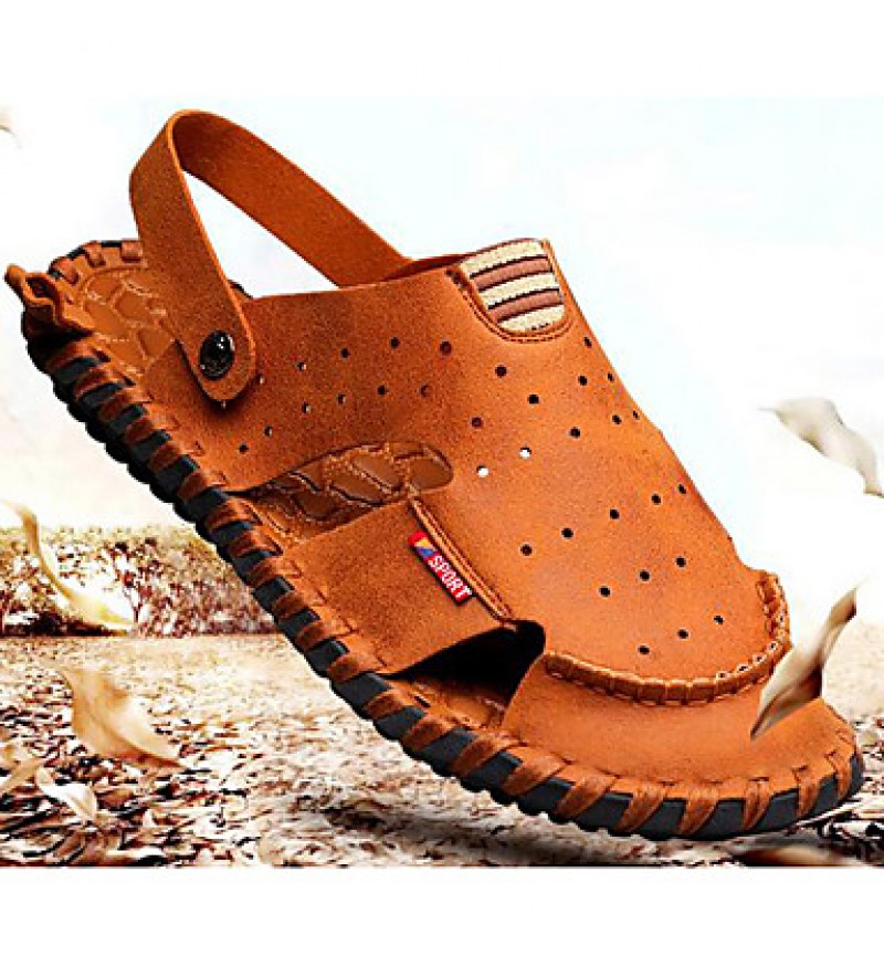 Men's Shoes Outdoor / Office & Career / Athletic / Dress / Casual Nappa Leather Sandals / Flip-Flops Brown  