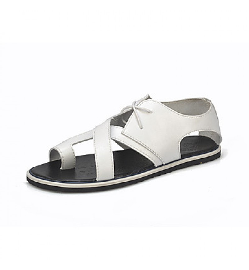   Men's Shoes Casual Leatherette Sandals Black / White  