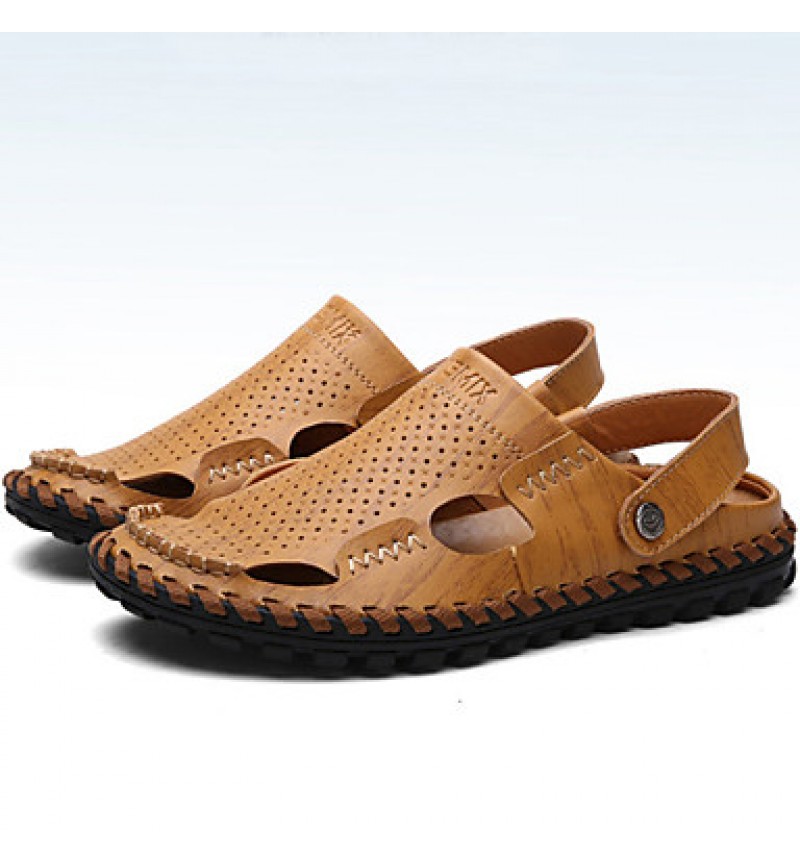 Men's Shoes Outdoor / Office & Career / Athletic / Dress / Casual Nappa Leather Sandals Black / Brown  