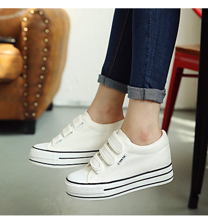 Women's Sneakers/ Comfort/Flats Canvas Athletic/Casual Flat Heel Lace-up Black/Blue/White Walking