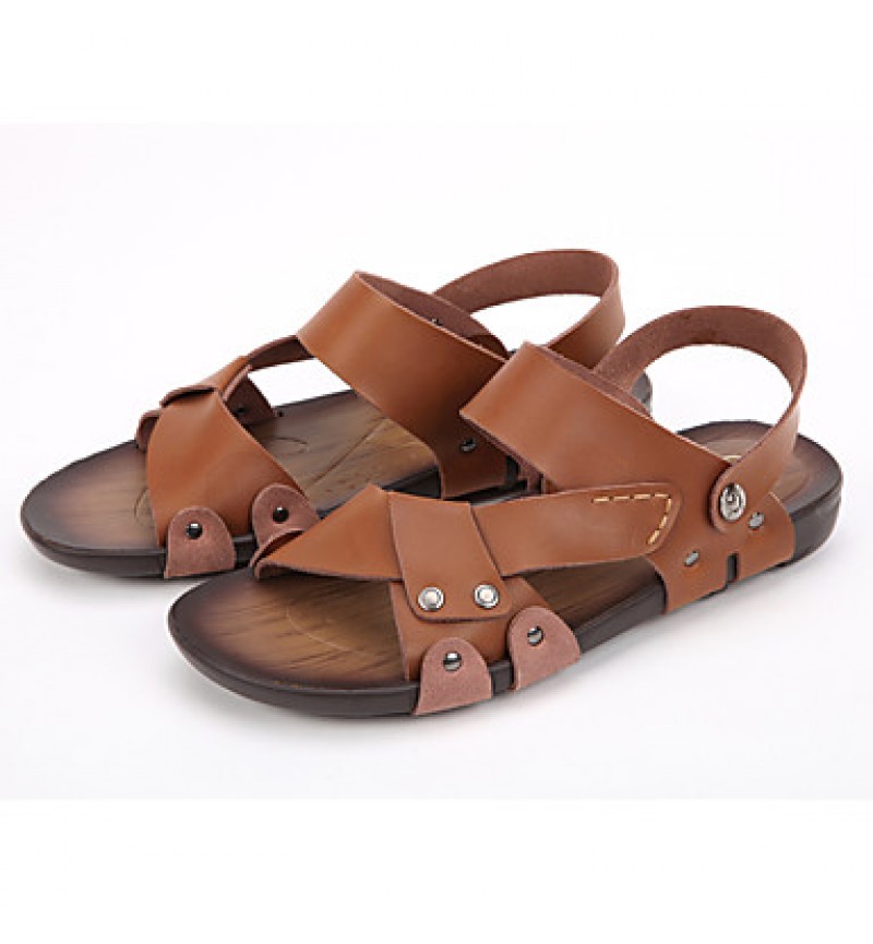   Men's Shoes Casual Leather Sandals Black / Brown  