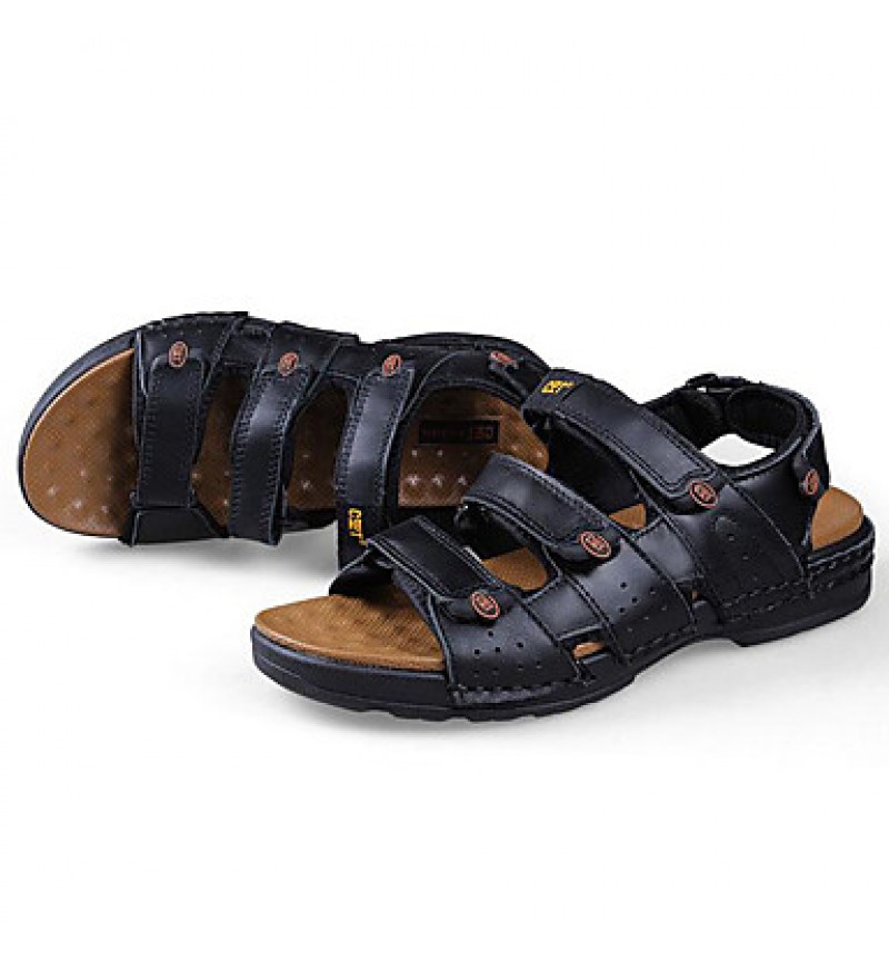 Men's Shoes Outdoor / Office & Career / Athletic / Dress / Casual Nappa Leather Sandals Black / Brown  