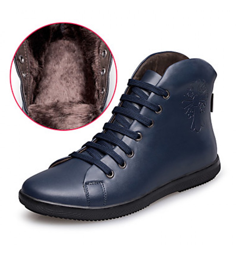 Shoes Leather Outdoor / Office  Career / Casual Boots Outdoor / Office  Career / Casual Flat Heel Lace-up Black / Blue  