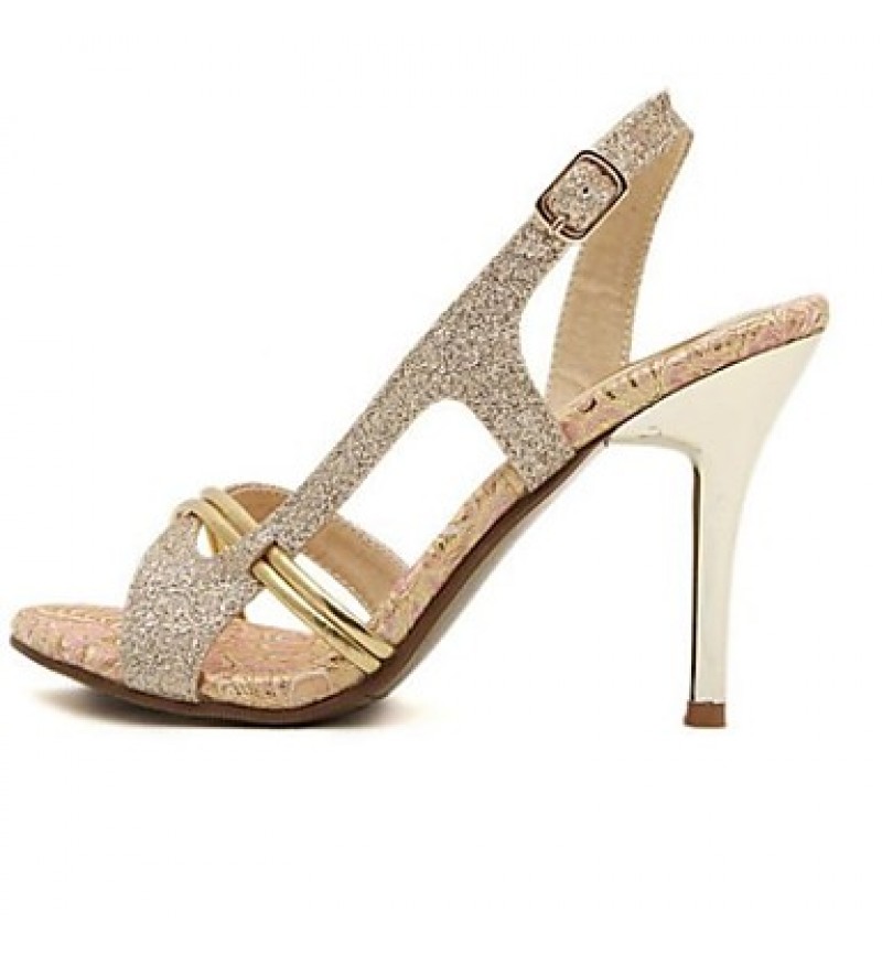 Women's Spring / Summer / Fall / Winter Heels / Pointed Toe / Open Toe Leather Dress / Party & Evening Stiletto Heel Buckle Gold