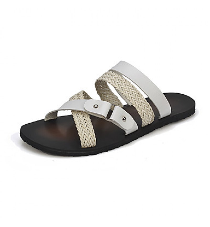   Men's Shoes Casual Leatherette Sandals Black / White  