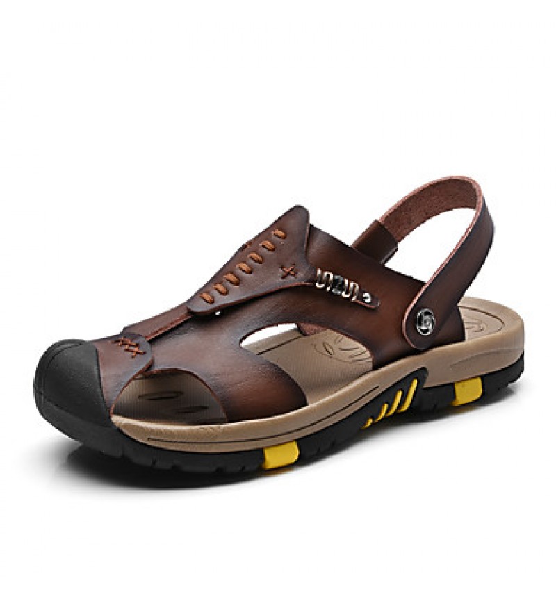 Men's Genuine Leather Slippers Outdoor Flip-Flops Comfortable Sandals  