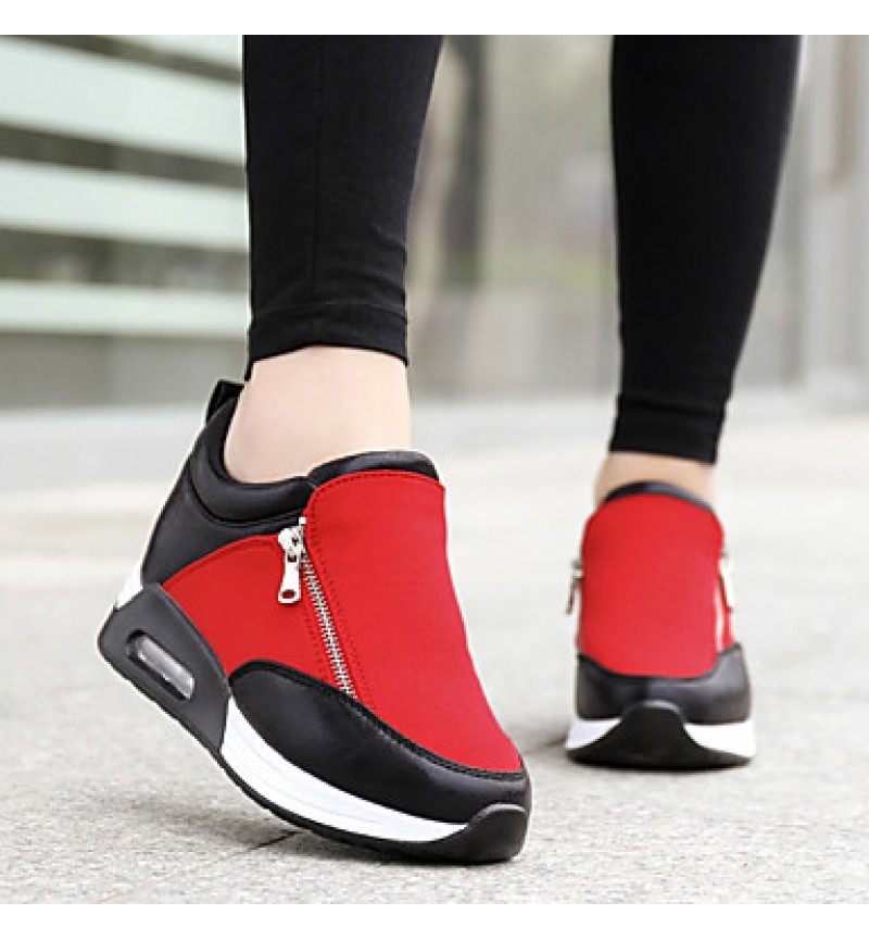 Women's Spring / Summer / Fall / Winter Platform / Creepers Leatherette Outdoor / Casual / Athletic Flat Heel Zipper / Chain Black / Red