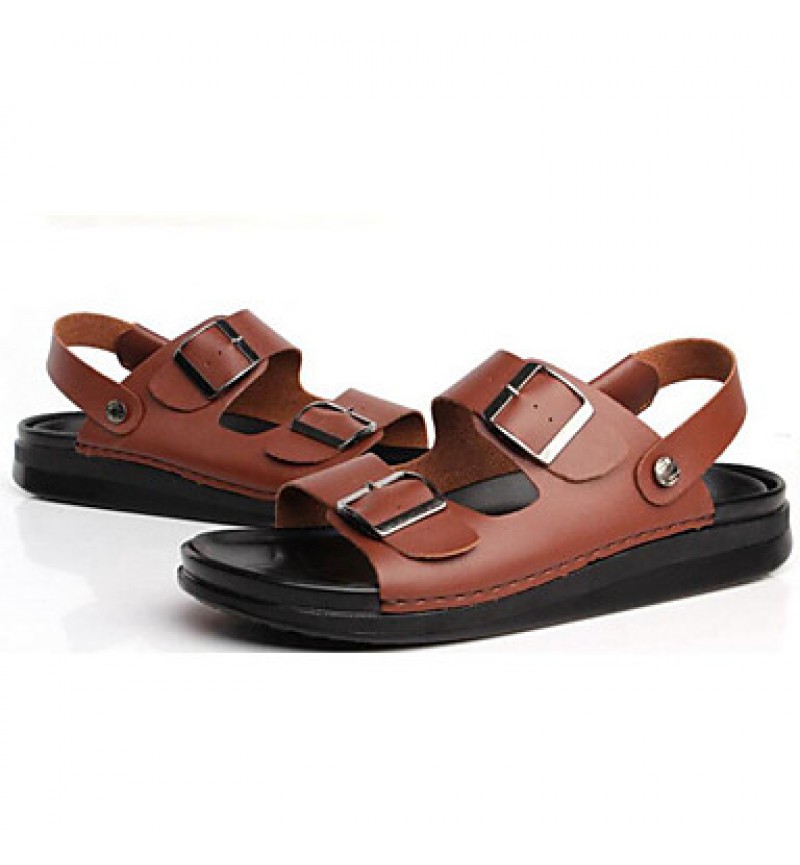 Men's Shoes Outdoor / Office & Career / Work & Duty / Athletic / Casual Nappa Leather Sandals Black / Brown / White  