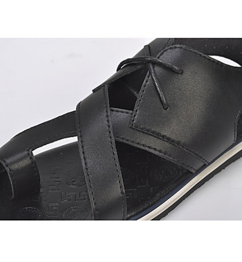   Men's Shoes Casual Leatherette Sandals Black / White  