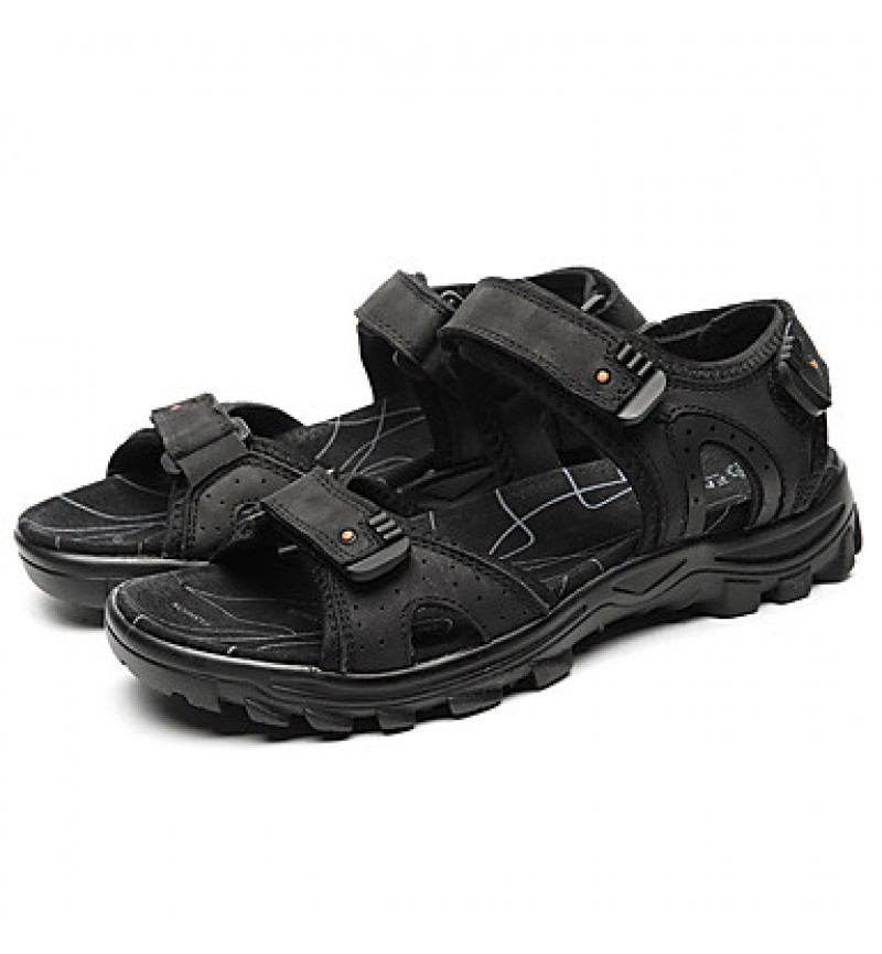 Men's Shoes Outdoor / Office & Career /Work & Duty / Athletic / Dress / Casual Nappa Leather Sandals Black/Brown  