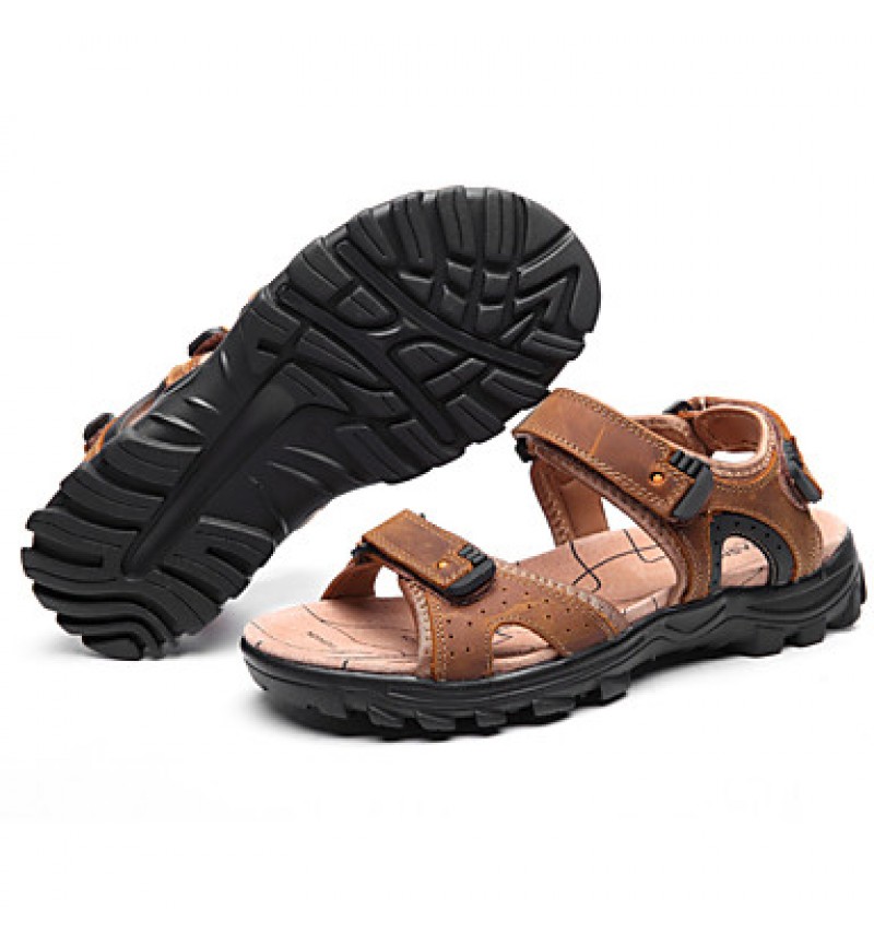 Men's Shoes Outdoor / Office & Career /Work & Duty / Athletic / Dress / Casual Nappa Leather Sandals Black/Brown  