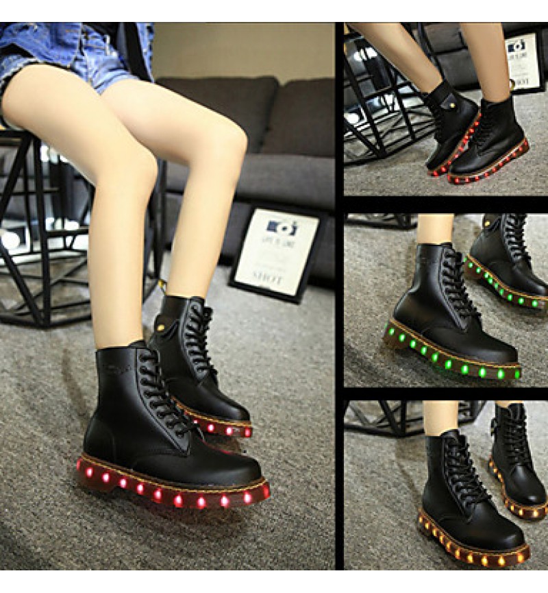 7 Colors Luminous Shoes Men Women Unisex Couple Lace-Up Toe Boot Martin boots Fashion Casual Flat Led Shoes Usb Charging  