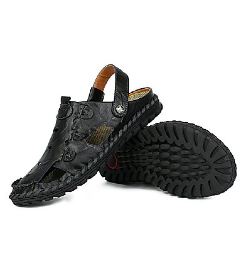 Men's Shoes Outdoor / Office & Career / Athletic / Dress / Casual Nappa Leather Sandals Black / Brown  