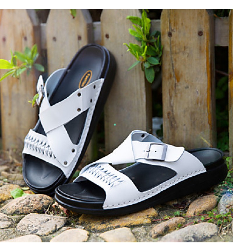 Men's Shoes Outdoor / Office & Career / Athletic / Dress / Casual Nappa Leather Slippers Black / White  